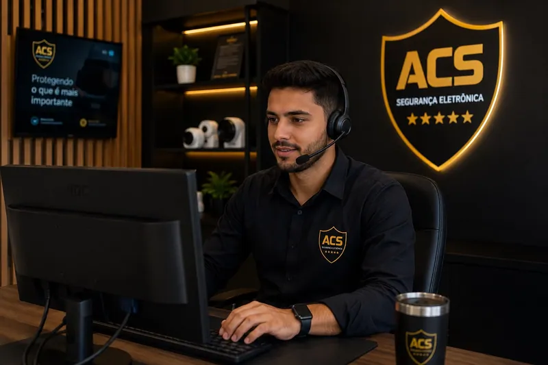Atendente da ACS de fone, na central de atendimento